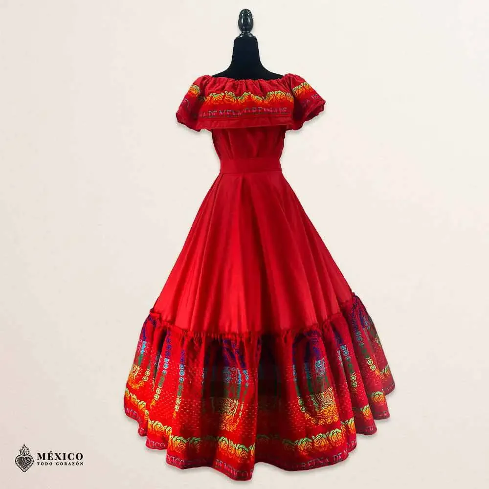 Traditional Mexican 3-Piece Cambaya Dress Set with Matching Rebozo Handmade